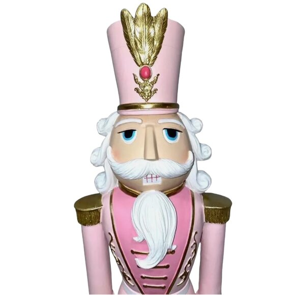 Christmas Pink Pastel 27" Colonel NUTCRACKER Icing Gold Elegant Soldier Large - Picture 2 of 9